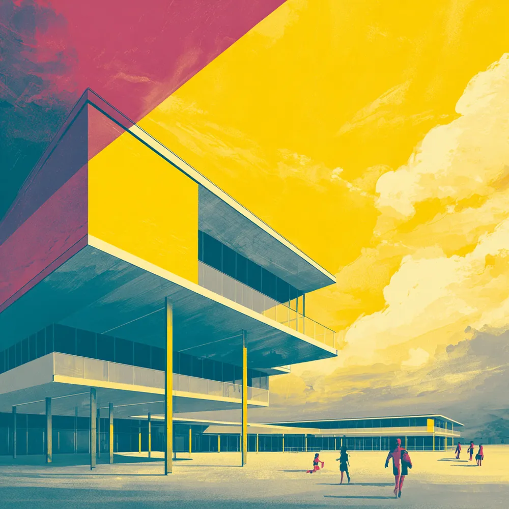 Modern school building illustration