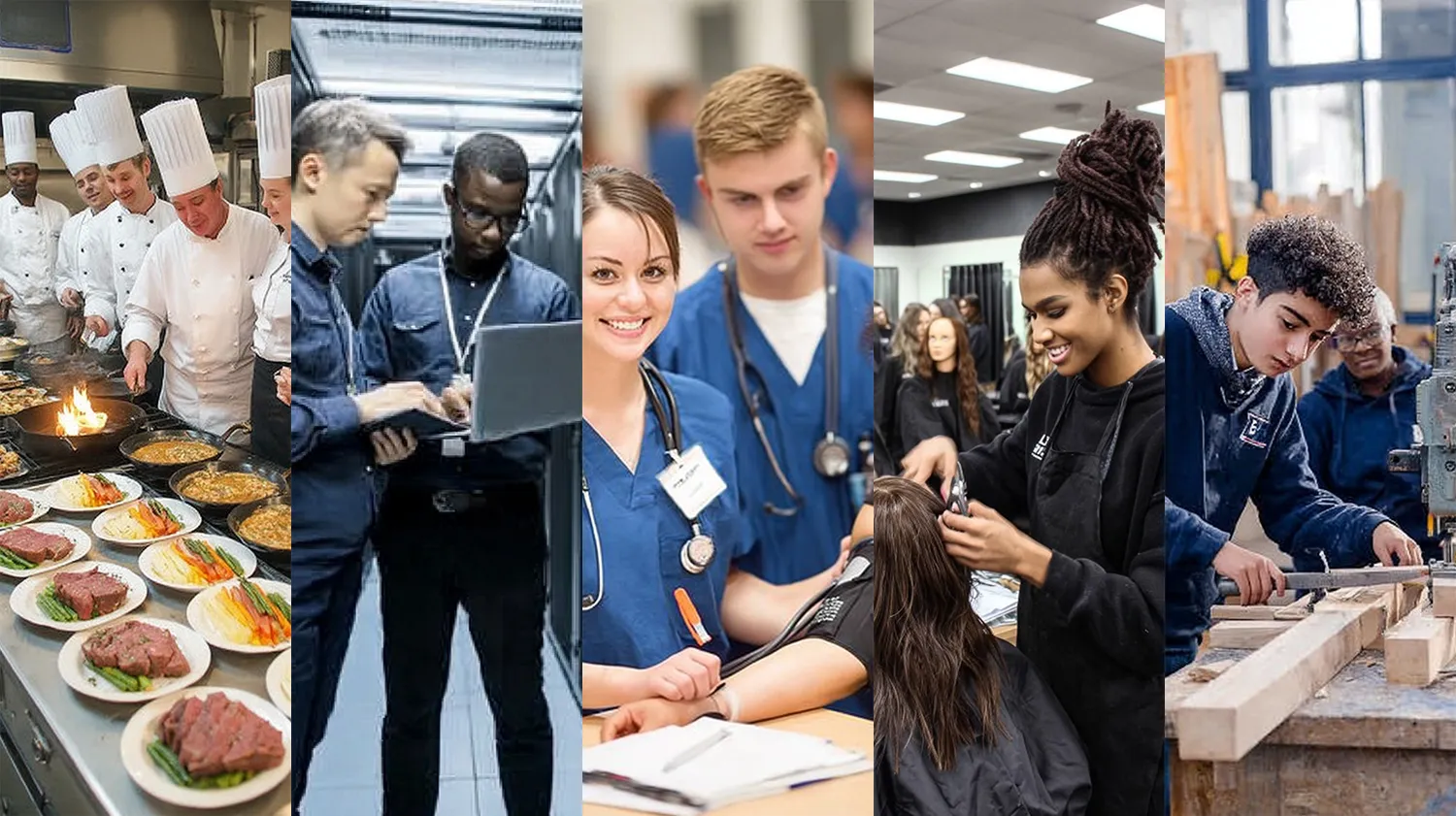 Healthcare vocational students training in a clinical setting